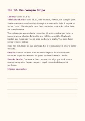 Página de um dia
